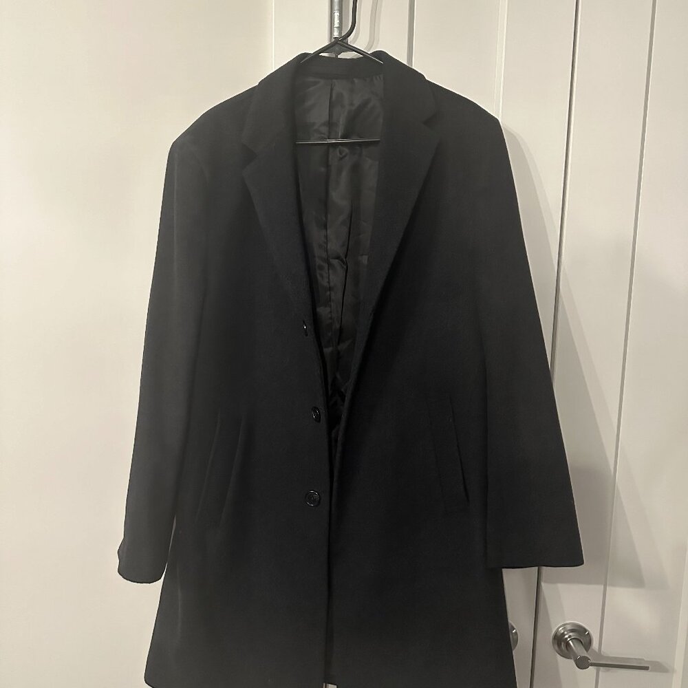 Kenneth Cole Reaction Black Overcoat 42R